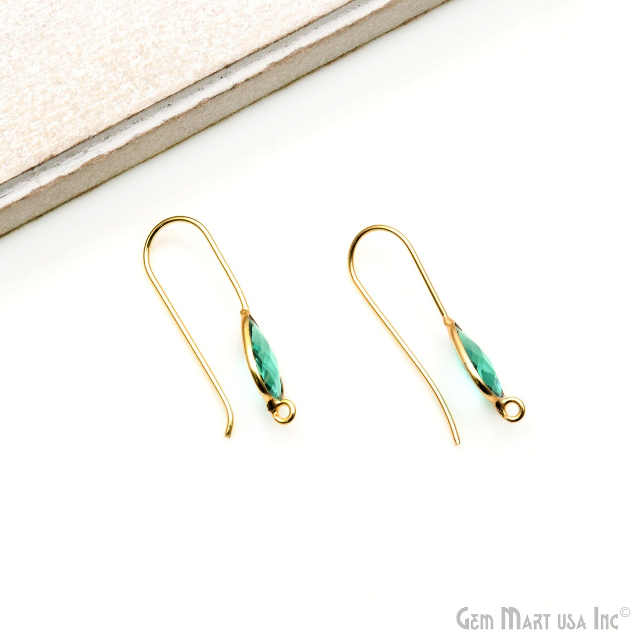 DIY Teardrop Gemstone Loop Earrings, 31x9mm 22K Gold Plated Earring Findings with Bottom Loop Hook Eaaring, GemMartUSA (90021)